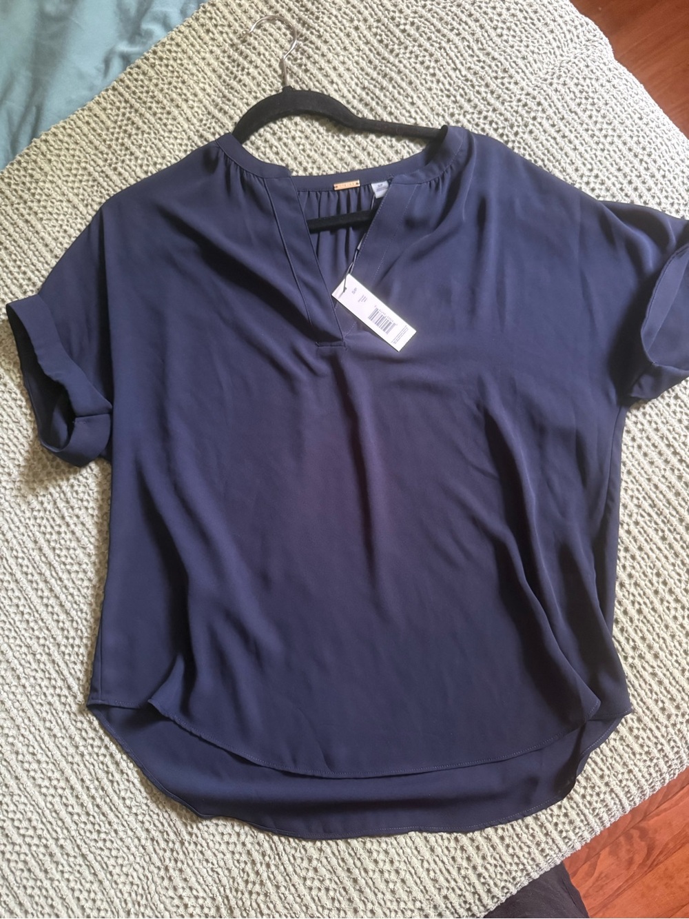 Tahari navy blouse, small